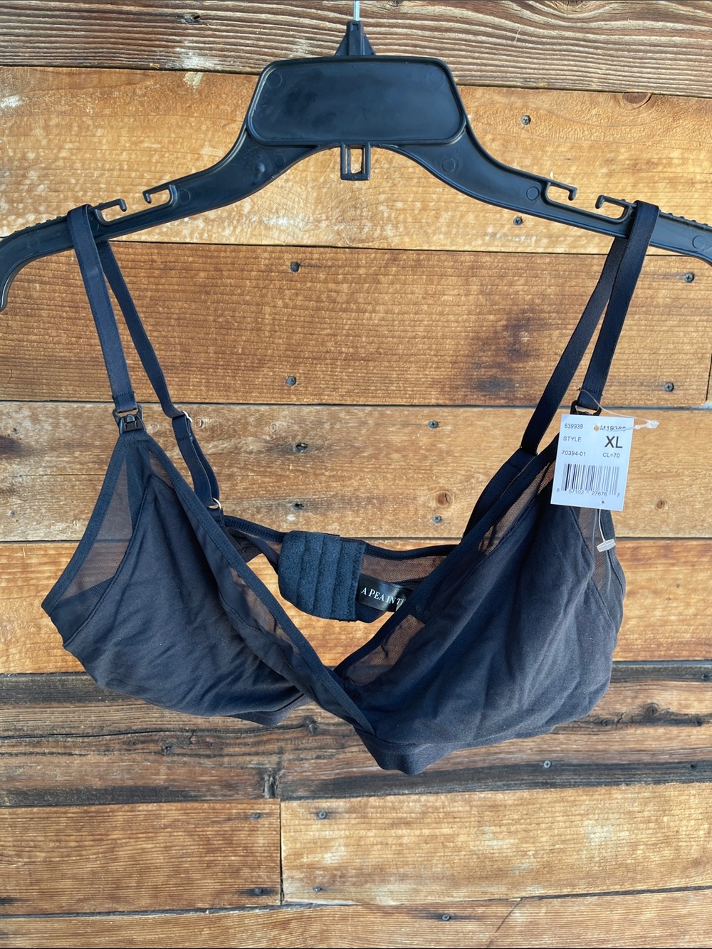 A Pea in the Pod Black Sheer Mesh Breastfeeding Bralette with Adjustable Straps